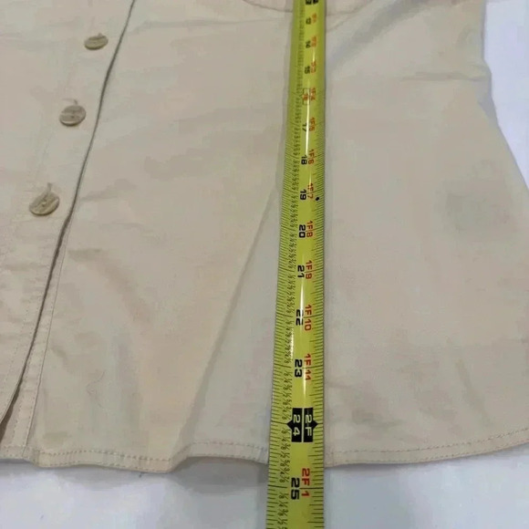 Lafayette 148 Button Down Shirt Womens Size 16 Ivory Cotton Top Collared Pockets - Picture 5 of 7